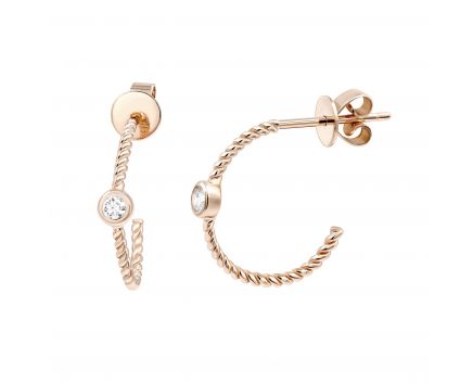 Earrings with diamonds in rose gold 1С034ДК-1740