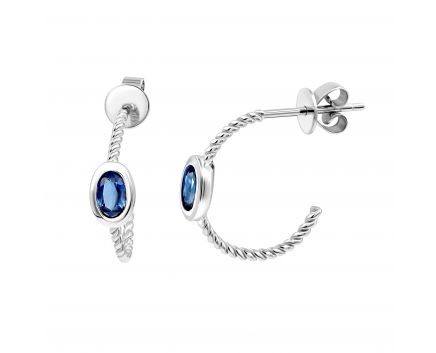 Earrings with sapphires in white gold 1С034ДК-1747