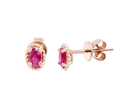 Earrings with rubies in rose gold 1С034ДК-1751