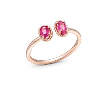 Ring with rubies in rose gold 1К034ДК-1737