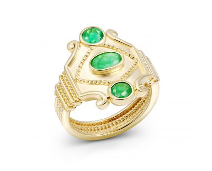 Ring with emeralds in yellow gold 1K034DK-1744