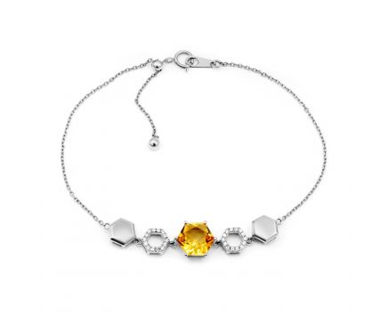 Bracelet with citrine and diamonds in white gold 1B034-0144