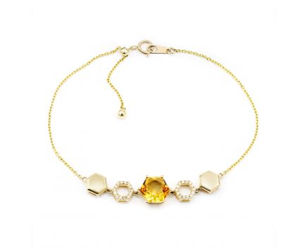 Bracelet with citrine and diamonds in yellow gold 1B034-0131