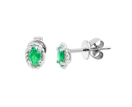 Earrings with emeralds in white gold 1С034ДК-1762