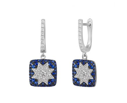 Earrings with diamonds and sapphires in white gold 1-245 726