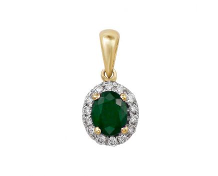 Diamond and emerald pendant in rose gold 1-245 824