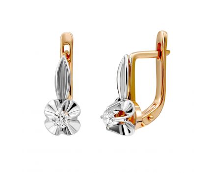 Earrings with diamonds in a combination of white and rose gold 1-245 897