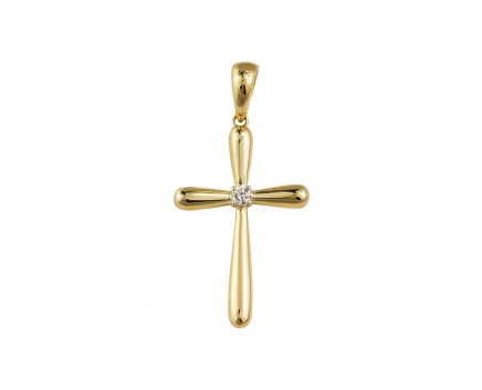 Cross with a diamond in rose gold 1-245 910