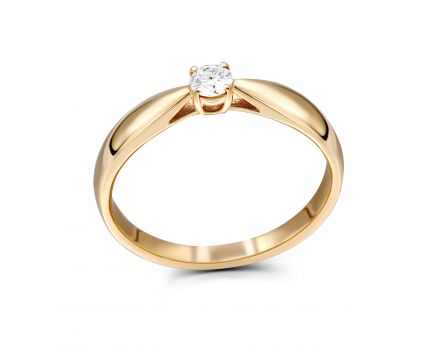 Кольцо с бриллиантом в розовом золоте 1К377-0007