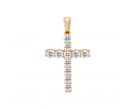 Крестик с бриллиантами в розовом золоте 1-245 916