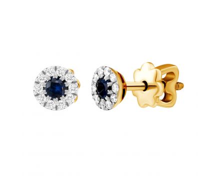 Earrings with diamonds and sapphires in rose gold 1-210 467