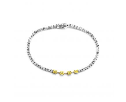 Bracelet with yellow and colorless diamonds in a combination of white and yellow gold 1-246 025