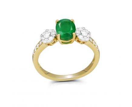 Emerald and diamond ring in yellow gold 1-246 037