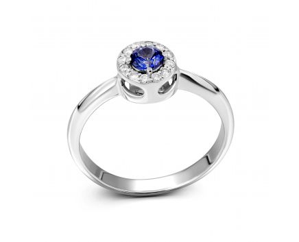 Diamond and sapphire ring in white gold 1-246 919