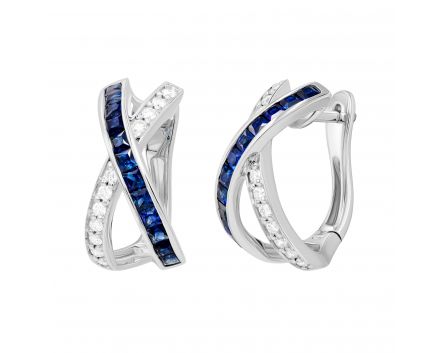 Earrings with diamonds and sapphires in white gold 1-248 726