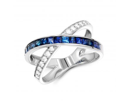 Ring with diamonds and sapphires in white gold 1-248 727