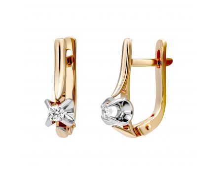 Earrings with diamonds in a combination of white and rose gold 1-245 895