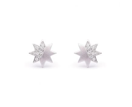 Stud earrings in white gold with diamonds ZARINA