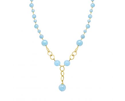 Necklace with aquamarine and yellow gold 1-035 580