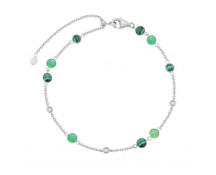 Bracelet with diamonds, malachite and emeralds