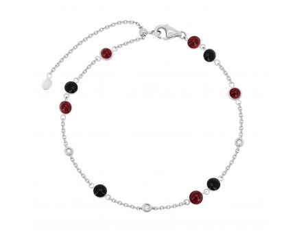 Bracelet with diamonds, onyx and rubies