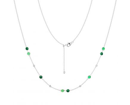 Necklace with diamonds, malachites and emeralds