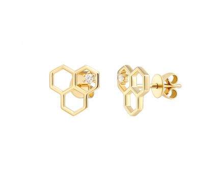 Earrings with diamonds in yellow gold 1С034-1500