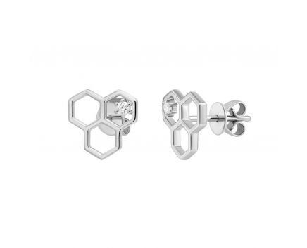 Earrings with diamonds in white gold 1С034-1503