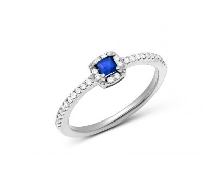 Ring with diamonds and sapphires in white gold 1К034ДК-1685