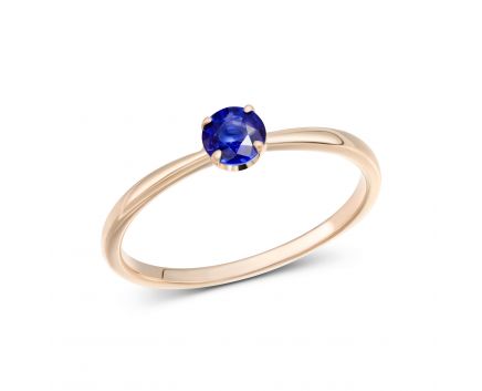 ring with a sapphire in rose gold 1К034ДК-1687