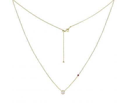 Necklace with diamond and ruby in yellow gold 1L034DK-1691