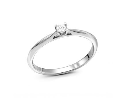 Ring with a diamond in white gold 1К034ДК-1718