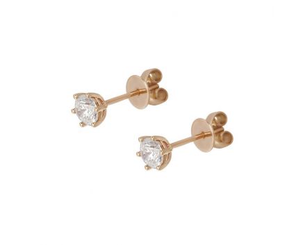 Earrings with diamonds in rose gold 1С034ДК-1733