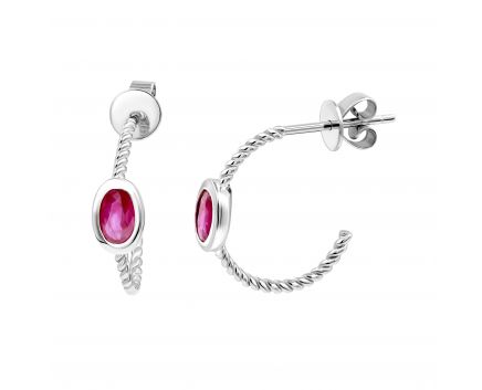 Earrings with rubies in white gold 1C034DK-1756