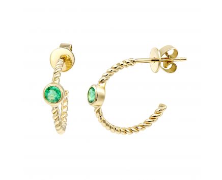Emerald earrings in yellow gold 1С034ДК-1758