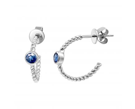 Earrings with sapphires in white gold 1С034ДК-1759