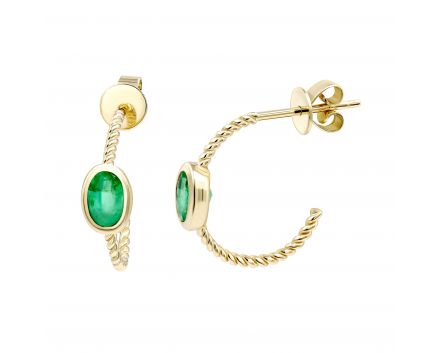 Earrings with emeralds in yellow gold 1С034ДК-1760