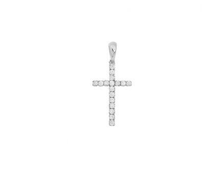 Хрест з діамантами у білому золоті 1П071ДК-0010