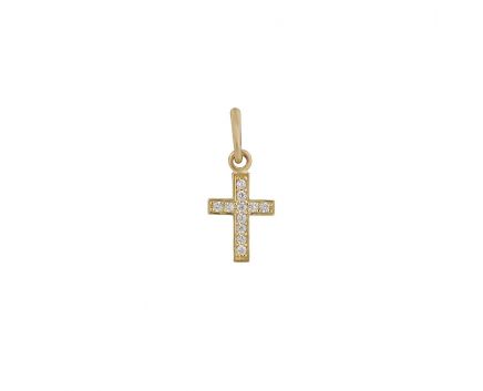 Крестик с бриллиантами в розовом золоте 1П171-0012-2