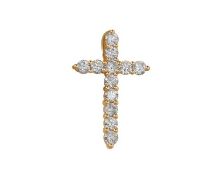 Хрест з рожевого золота з діамантами 1П171ДК-0012