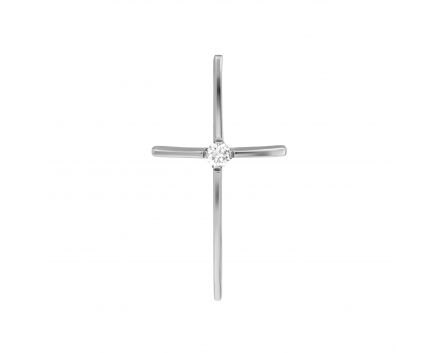 Cross with a diamond in white gold 1П171ДК-0013