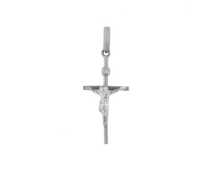 Cross with a diamond in white gold 1П171ДК-0023