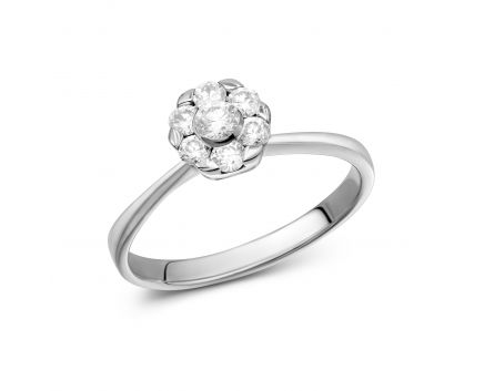 Ring with diamonds in white gold 1К193-0590