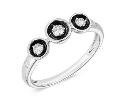 White gold ring with diamonds and black rhodium