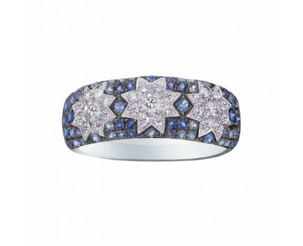 Ring with diamonds and sapphires 1К759-0247