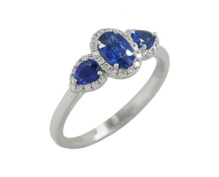 Ring with diamonds and sapphires in white gold 1-183 954