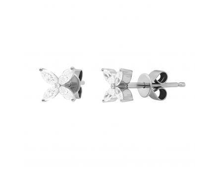 Earrings with diamonds in white gold 1С809-0354