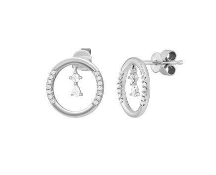 Earrings with diamonds in white gold 1С809-0374