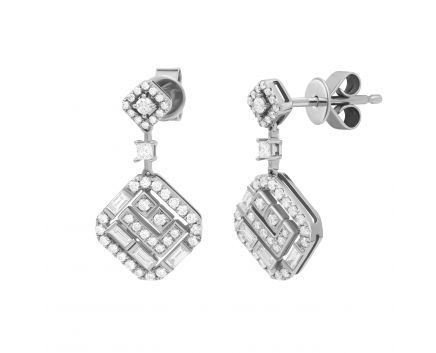 Earrings with diamonds in white gold 1С809-0386