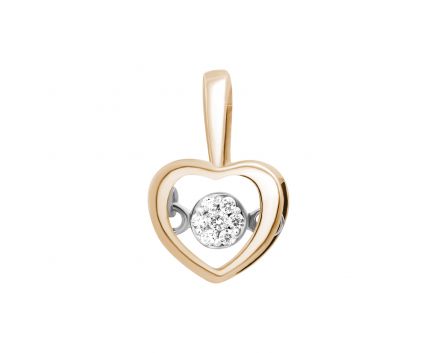 A pendant heart with diamonds in a combination of white and rose gold 1П814ДК-0009